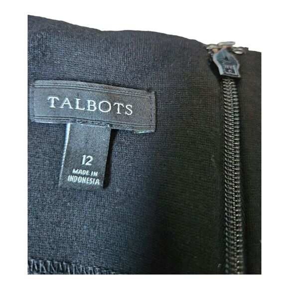 Talbots Size 12 Black Short Sleeve Zip Closure Dress - Picture 2 of 7